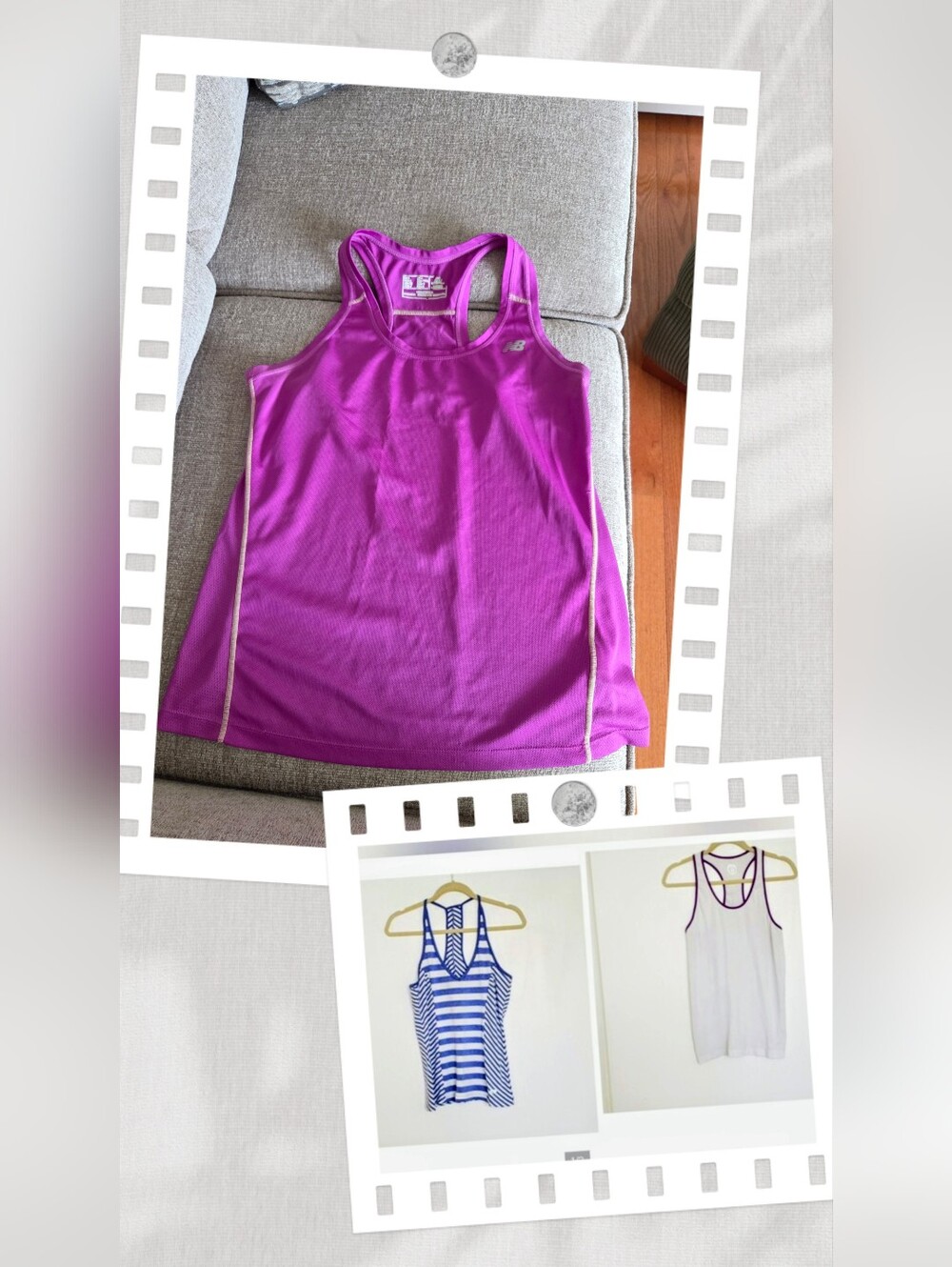 Bundle of 3 Women's Striped Racerback Workout Tops